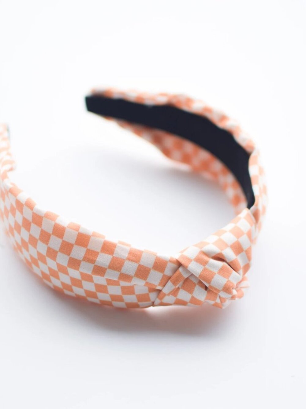 Orange and White Checkerboard Headband